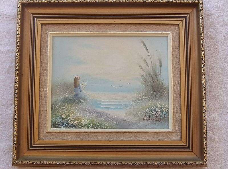 WOW !! A VERY CHARMING PAIR OF ORIGINAL OIL ON BOARD PAINTINGS DEPICTING YOUNG CHILDREN AT THE LAKE