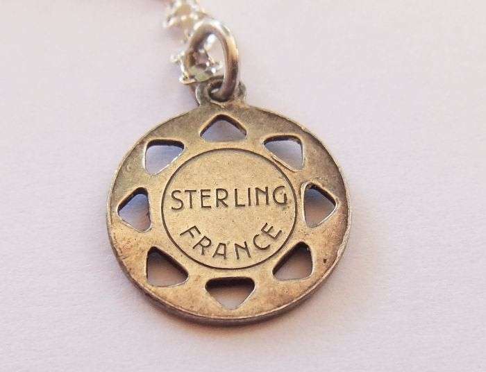 SUPER RARE !! VINTAGE FRENCH ENAMEL ON STERLING SILVER "MADONNA" PENDANT + STERLING SILVER NECKLACE