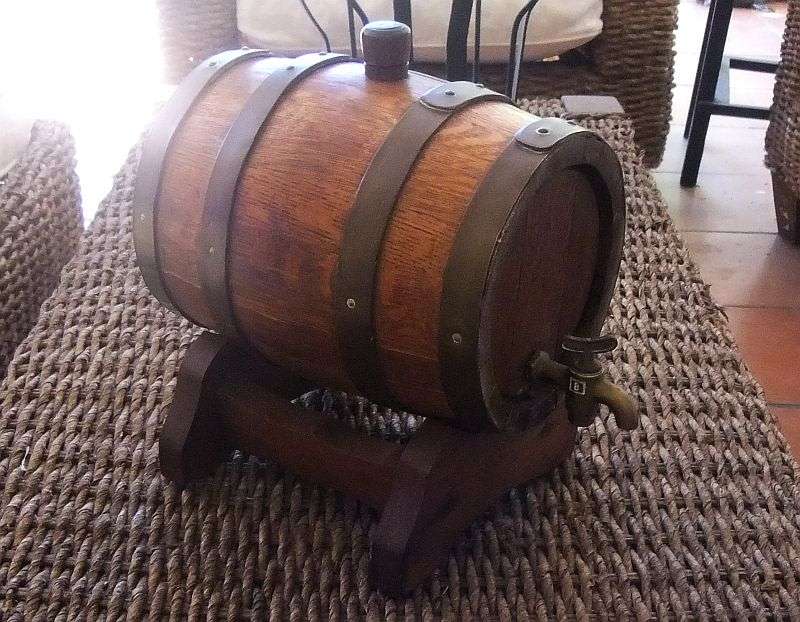 A TOTALLY COOL VINTAGE WOODEN WINE VAT WITH BRASS TAP !! CONVERSATION STARTER !! ORNAMENTAL