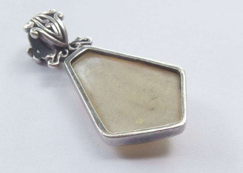 WOW !! A BIG SOLID STERLING SILVER PENDANT SET WITH A LARGE UNKNOWN "MISTY" STONE !! MUST HAVE !!