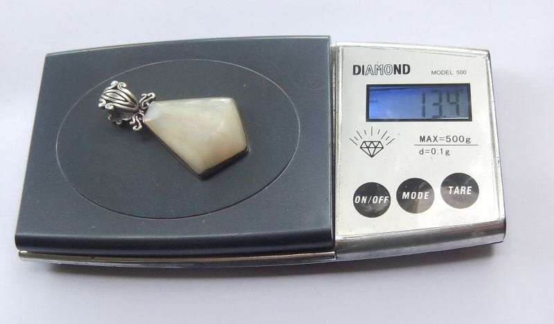 WOW !! A BIG SOLID STERLING SILVER PENDANT SET WITH A LARGE UNKNOWN "MISTY" STONE !! MUST HAVE !!