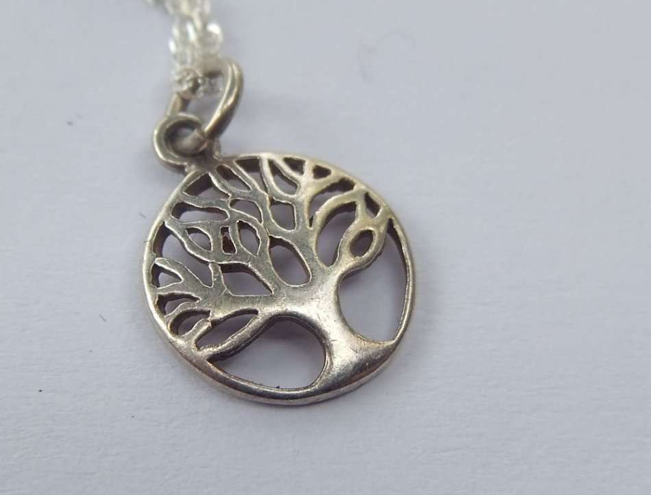 WHAT MORE !! A STERLING SILVER NECKLACE WITH TREE OF LIFE , AN ETERNITY RING PLUS SILVER EARRINGS !!