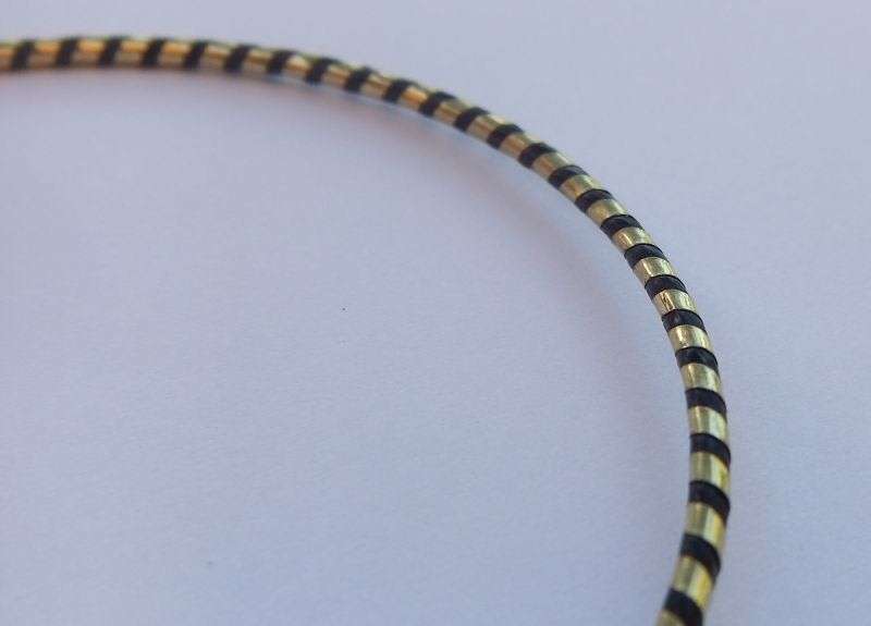 SAY WHAT ?? AN OLD GENUINE "ELEPHANT HAIR" BANGLE WRAPPED IN SPIRALLING 18CT GOLD !! TOO COOL !!