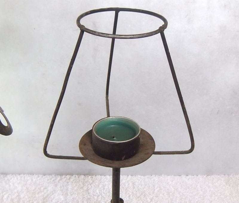 CHARMING VERBY !! A PAIR OF RUSTIC METAL "LAMPS" USING ONLY TEE LIGHT CANDLES !! LOVELY !!