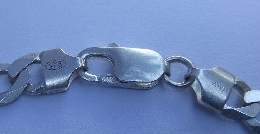 A SUPERIOR QUALITY WIDE WEIGHTY SOLID STERLING SILVER BRACELET WITH COOL CHAIN LINK SYSTEM !! WOW !!