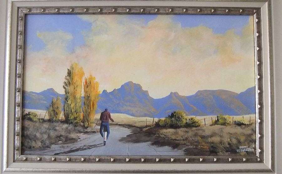 AN ABSOLUTELY MAGNIFICENT ORIGINAL ARTWORK BY SA ARTIST SAM THSABALALA !! OIL ON BOARD !! WOW !!