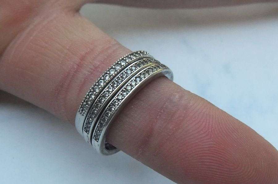 WOW !! THREE FABULOUS ""HALF ETERNITY"" SOLID STERLING SILVER RINGS TO ACCENTUATE YOUR COLLECTION !!