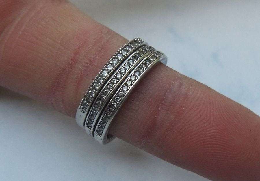 WOW !! THREE FABULOUS ""HALF ETERNITY"" SOLID STERLING SILVER RINGS TO ACCENTUATE YOUR COLLECTION !!