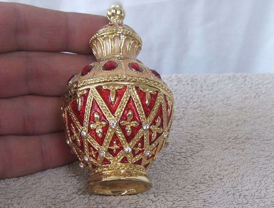 A GORGEOUS HEAVY METAL AND ENAMEL "" JEWELED "" FABERGE STYLE TRINKET BOX WITH MAGNETIC CLASP !! WOW