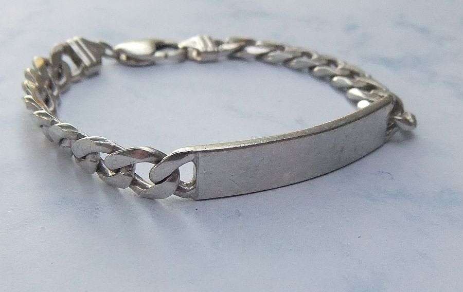 HEAVY DUTY !! A TOTALLY COOL SUPER SOLID STERLING SILVER IDENTITY BRACELET !! GREAT CONDITION !! WOW