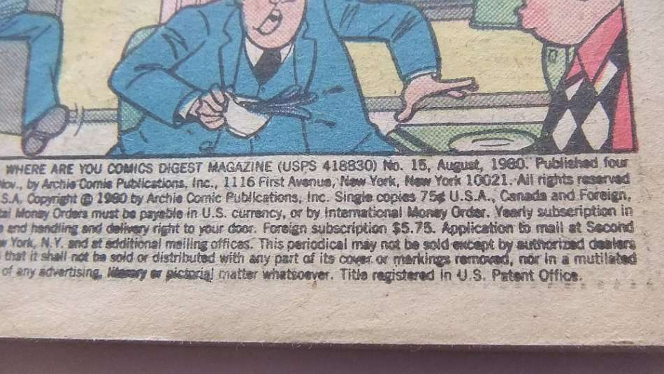 AUGUST 1980 VINTAGE COMICS DIGEST "" ARCHIE ANDREWS ""  NO 15 !! FREE COMBINING !!