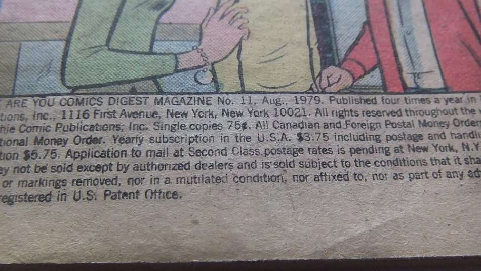 AUGUST 1979 VINTAGE COMICS DIGEST "" ARCHIE ANDREWS ""  NO 11 !! FREE COMBINING !!