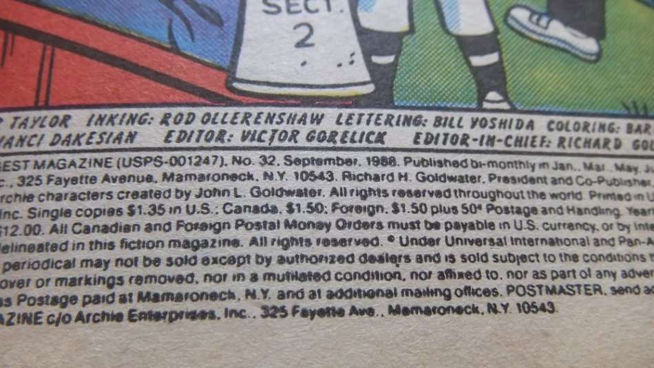 SEPTEMBER 1988 VINTAGE COMICS DIGEST "" ARCHIE ""  NO 32 !! FREE COMBINING !!