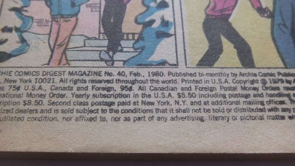 FEBRUARY 1980 VINTAGE COMICS DIGEST "" ARCHIE ""  NO 40 !! FREE COMBINING !!