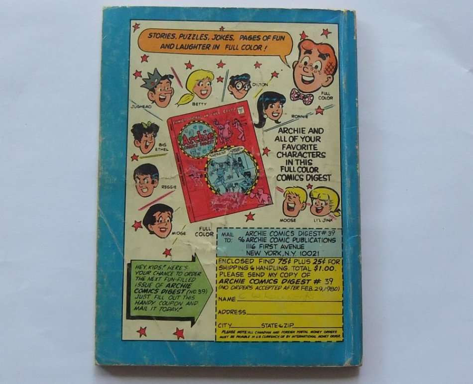 NOVEMBER 1980 VINTAGE COMICS DIGEST "" JUGHEAD WITH ARCHIE ""  NO 35 !! FREE COMBINING !!