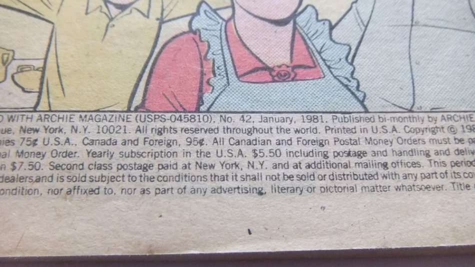 JANUARY 1981 VINTAGE COMICS DIGEST "" JUGHEAD WITH ARCHIE ""  NO 42 !! FREE COMBINING !!