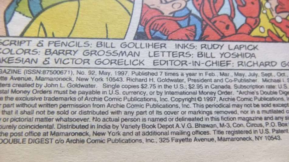 MAY 1997 VINTAGE COMICS DIGEST "" ARCHIE`S DOUBLE DIGEST ""  NO 92 !! FREE COMBINING !!