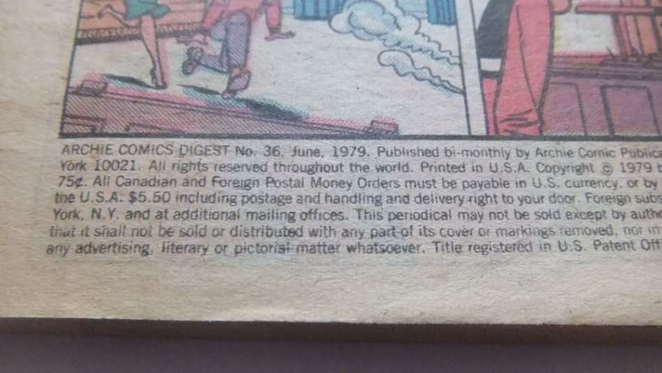 JUNE 1979 VINTAGE COMICS DIGEST "" ARCHIE ""  NO 36 !! FREE COMBINING !!