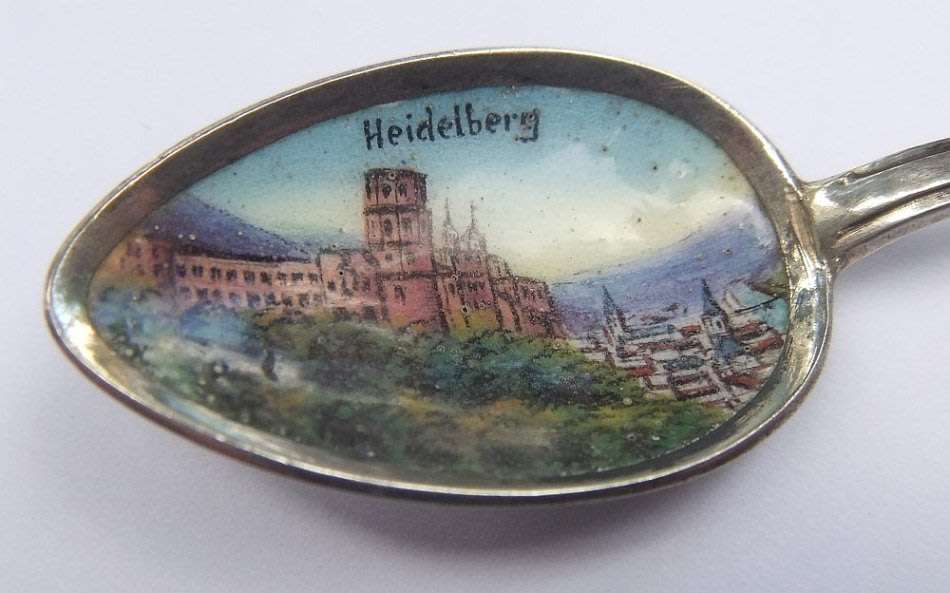 OH WOW !! A LOT OF FIVE SOLID SILVER AND ENAMEL TEASPOONS !! EXCELLENT DETAIL !! 80% SILVER CONTENT