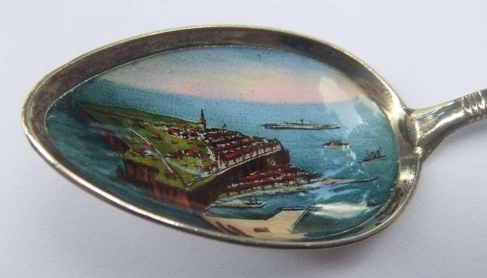 OH WOW !! A LOT OF FIVE SOLID SILVER AND ENAMEL TEASPOONS !! EXCELLENT DETAIL !! 80% SILVER CONTENT