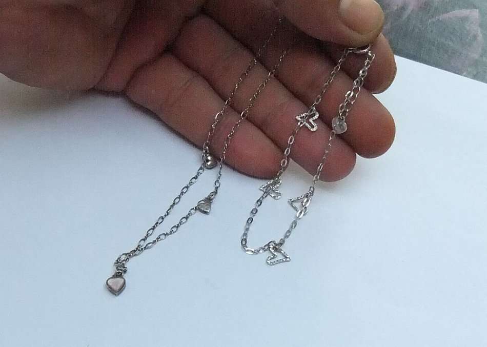 SWEET PAIR !! A DAINTY STERLING SILVER ANKLET AND STERLING SILVER BRACELET WITH HEARTS !! MUST SEE !