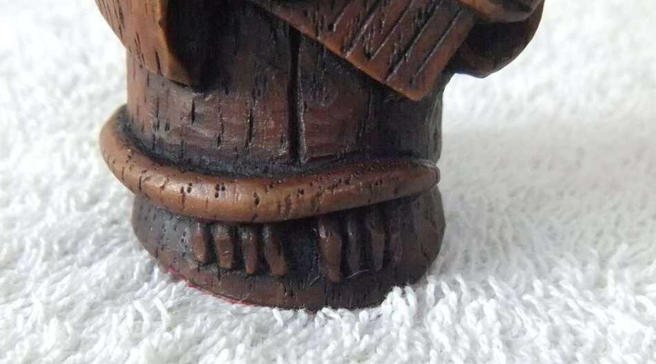 AN ADORABLE VINTAGE MOUSE WITH HARP ORNAMENT ..LOOKS LIKE CARVED WOOD BUT HEAVY LIKE RESIN ...NICE