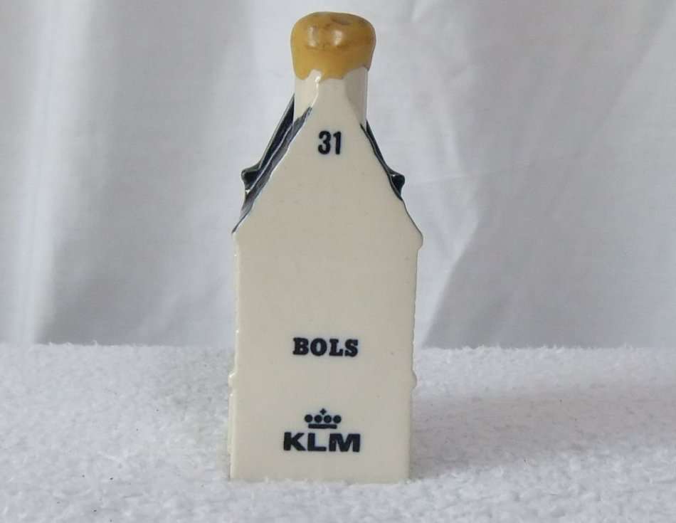 AN AWESOME VINTAGE BLUE DELFTS PORCELAIN HOUSE NUMBER 31 MADE FOR KLM AIRLINES FULL OF BOLS BRANDY
