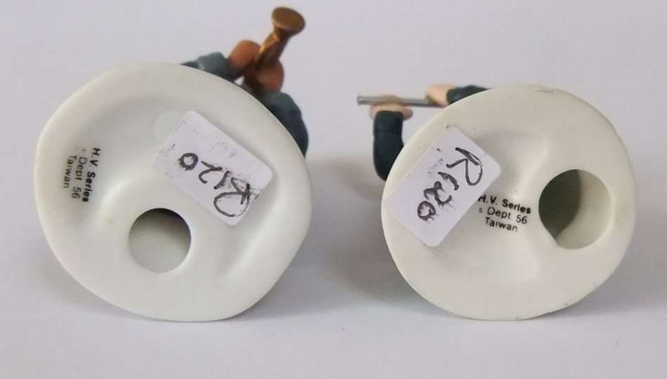 2 RARE VINTAGE H.V SERIES DEPARTMENT56 DESIGN HAND PAINTED PORCELAIN FIGURES MADE IN TAIWAN !! WOW