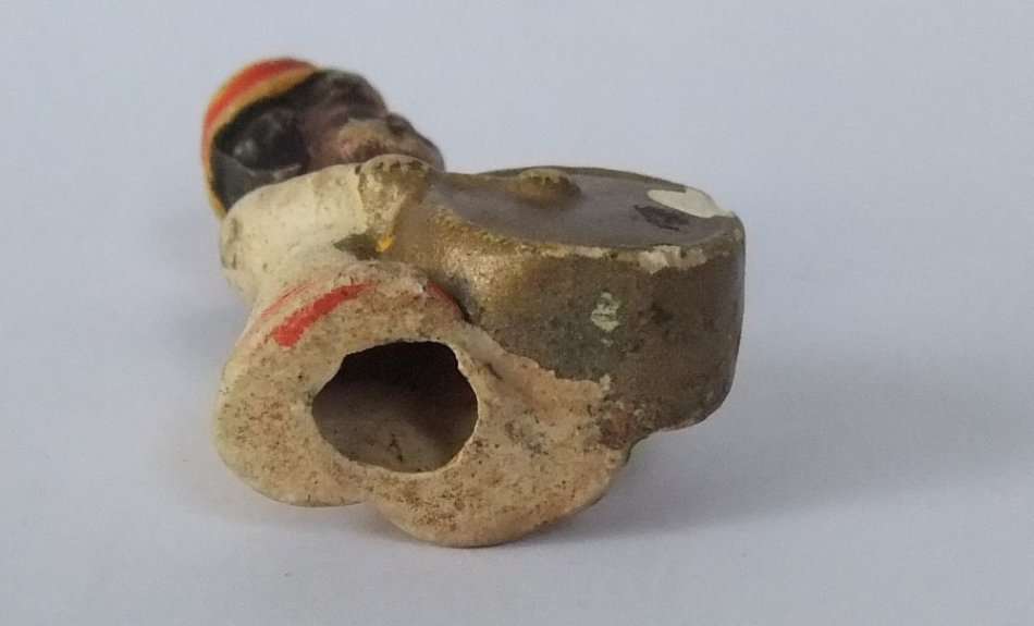 AN OLD BISQUE TYPE LITTLE DRUMMER BOY !! LUCKY DIGGING FIND ... CONDITION AS PER PICS ...CUTE !!