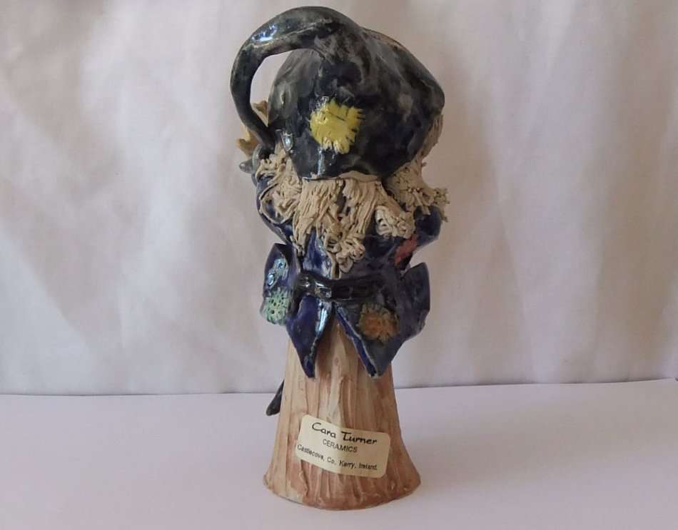 WOW !! A CHARMING VINTAGE SIGNED HAND PAINTED FAIRY MAN SCULPTURE BY CARA TURNER OF IRELAND !!