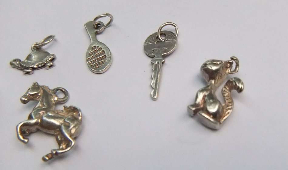 A FABULOUS JOB LOT OF 15 STERLING SILVER CHARMS / PENDANTS !! BID FOR THE LOT !! SCORE !!