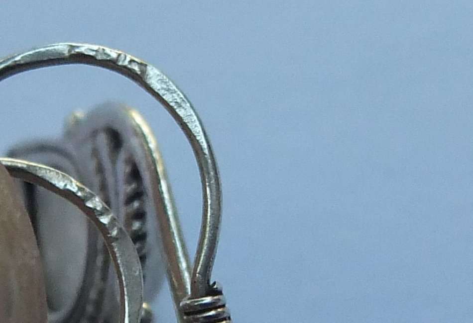 A VINTAGE STYLE SOLID STERLING SILVER PAIR OF EARRINGS SET WITH CABOCHON MOONSTONES - FULLY TESTED