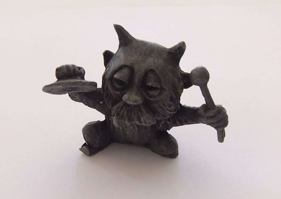 VINTAGE SOLID PEWTER MUSICAL DEVIL FIGURE