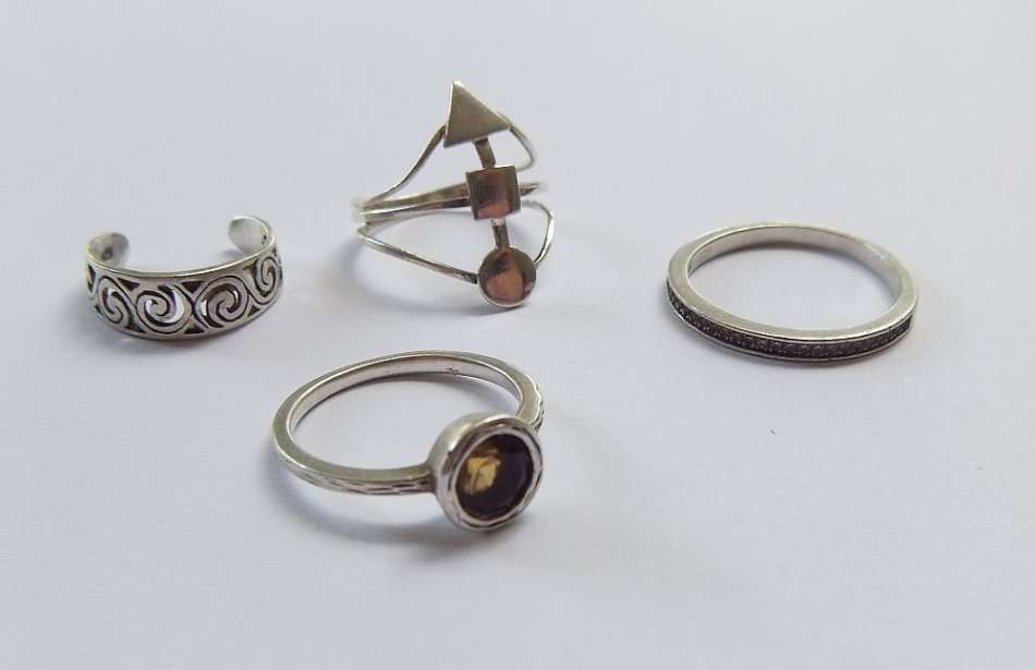FOUR STERLING SILVER RINGS FOR YOUR COLLECTION - ALL FULLY TESTED - BID FOR THE LOT