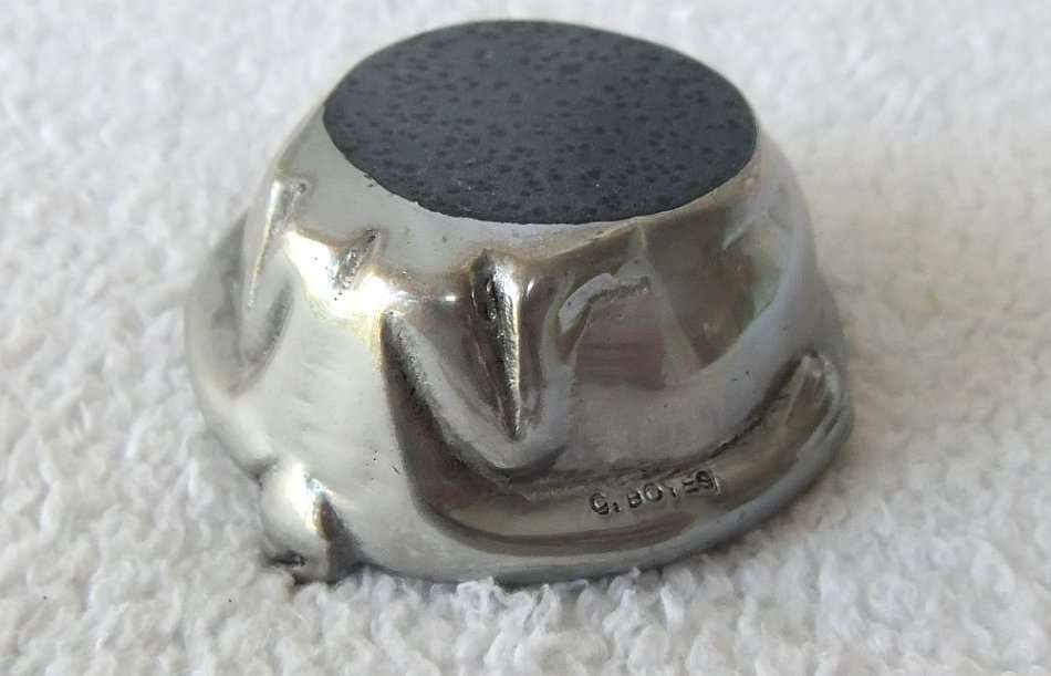 A GENUINE CARROL BOYES OPEN SALT AND SPOON - MAN & WOMAN MOTIF