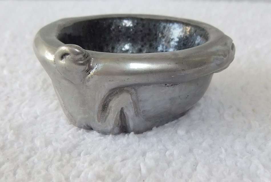 A GENUINE CARROL BOYES OPEN SALT AND SPOON - MAN & WOMAN MOTIF