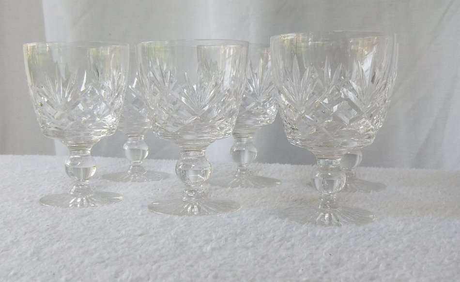 A BRILLIANT VINTAGE SET OF 6 GLASSES BY STUART CRYSTAL OF ENGLAND - MARKED - PERFECT