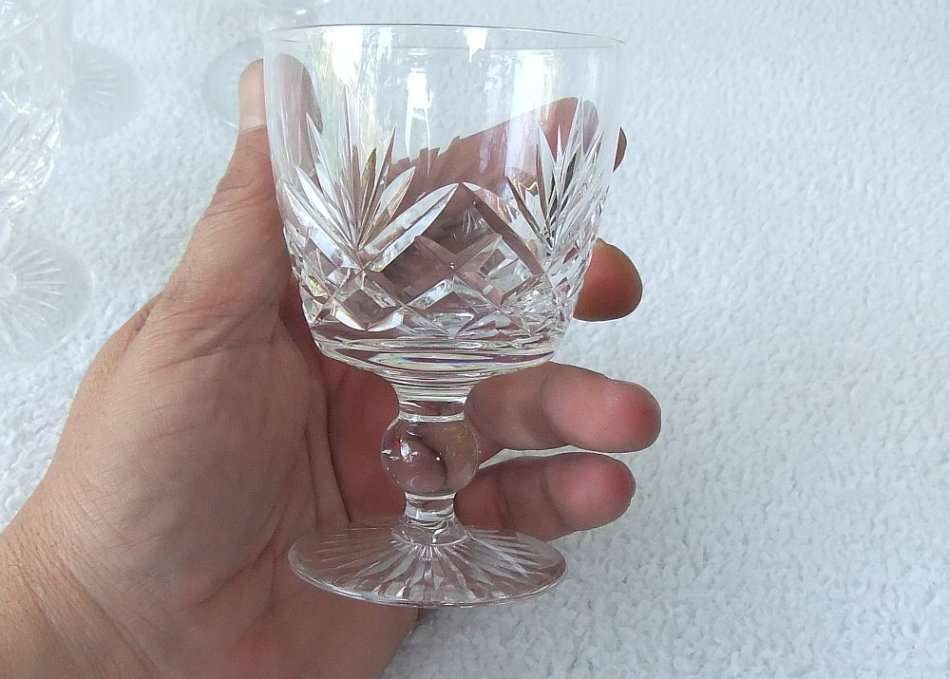 A BRILLIANT VINTAGE SET OF 6 GLASSES BY STUART CRYSTAL OF ENGLAND - MARKED - PERFECT