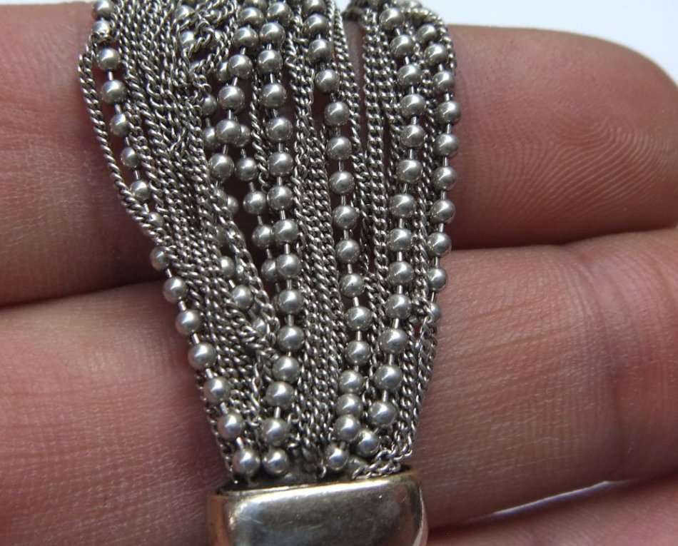 WOW ! WOW ! WOW !! A MAGNIFICENT HALLMARKED STERLING SILVER DESIGNER MULTI STRAND BRACELET !! 40 GR