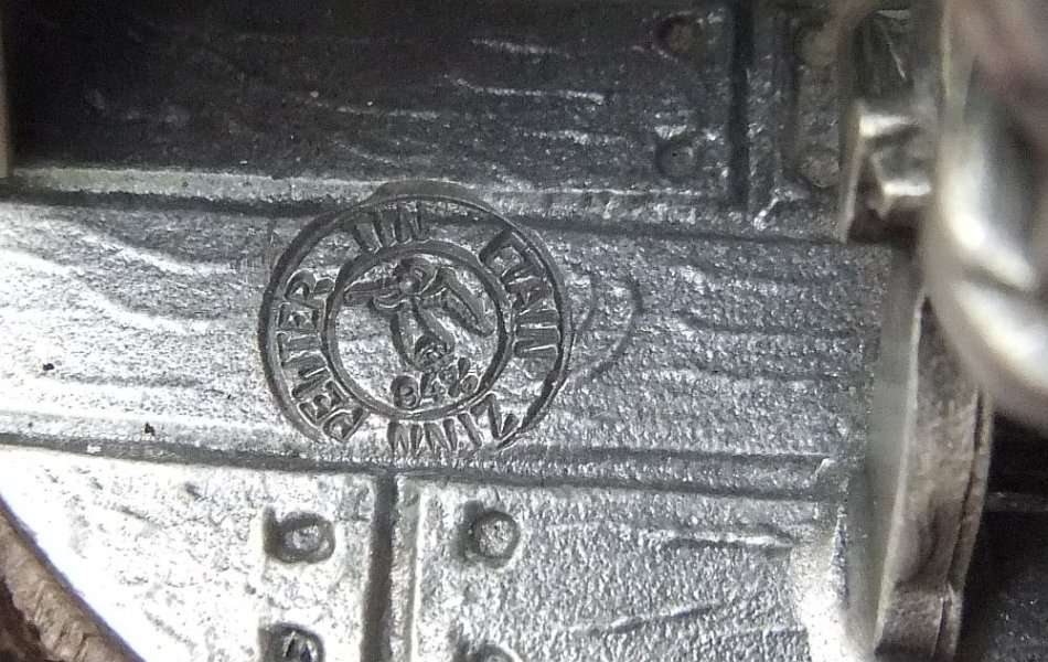 MADE FOR P.G.C HAJENIUS CIGARS OF AMSTERDAM !! A PEWTER STATUE OF A CIGAR ROLLER !! STAMPED !! WOW !