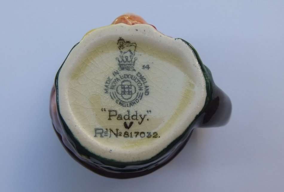 AN EARLIER 1900`S CHARACTER JUG ENTITLED "PADDY" MADE BY ROYAL DOULTON OF ENGLAND !! NO DAMAGE !!