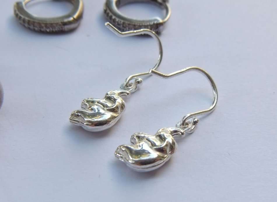 STUPENDOUS DEAL !! 9 , YES NINE PAIRS OF STERLING SILVER EARRINGS !! BID FOR THE LOT !!