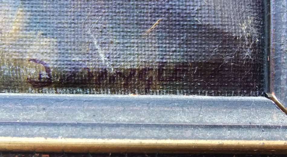 WOW !! A MAGNIFICENT ANTIQUE ORIGINAL OIL ON CANVAS SIGNED BY THE ARTIST D.DINGLE DATED 76...1876 !!