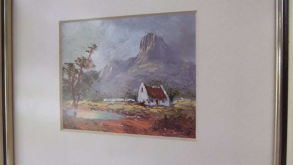 AN ORIGINAL MINIATURE OIL ON BOARD LANDSCAPE BY SA ARTIST NEL MCKEITH !! ONE OF A PAIR ON OFFER !!