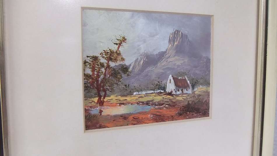 AN ORIGINAL MINIATURE OIL ON BOARD LANDSCAPE BY SA ARTIST NEL MCKEITH !! ONE OF A PAIR ON OFFER !!
