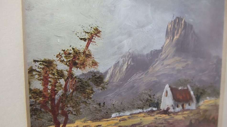 AN ORIGINAL MINIATURE OIL ON BOARD LANDSCAPE BY SA ARTIST NEL MCKEITH !! ONE OF A PAIR ON OFFER !!