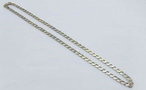 WOW !! A GREAT QUALITY SOLID STERLING SILVER CURB LINK NECKLACE WITH A STRONG CLASP !!