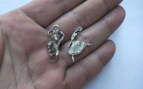 TWO SOLID STERLING SILVER VINTAGE CHARMS !! A BALLERINA AND A DRUNKEN MONKEY !! MUST HAVE !!