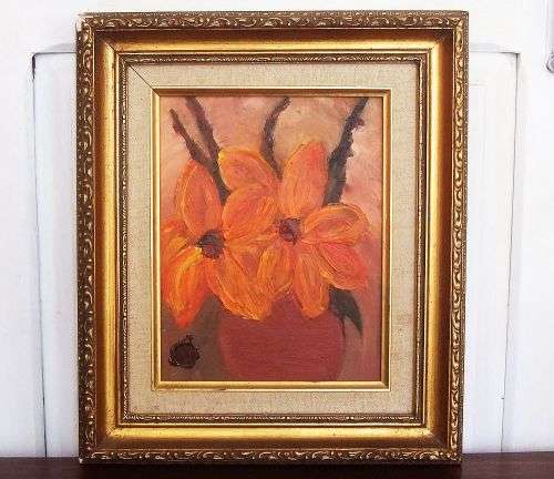 STILL LIFE - FLOWERS IN VASE - AN ORIGINAL SIGNED AND FRAMED OIL ON BOARD BY YOURS TRULY MR SILVARTI