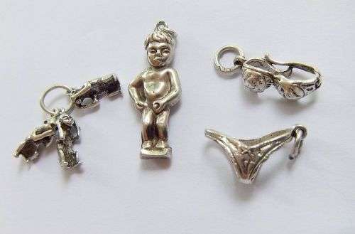 WOW !! 3 SPECIAL STERLING SILVER CHARMS !! 2 PIECE BIKINI - BOY FROM BRUSSELS AND WISE MONKEYS !!